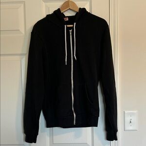 American Apparel Black Mens Medium Well Worn Zip Up Hoodie